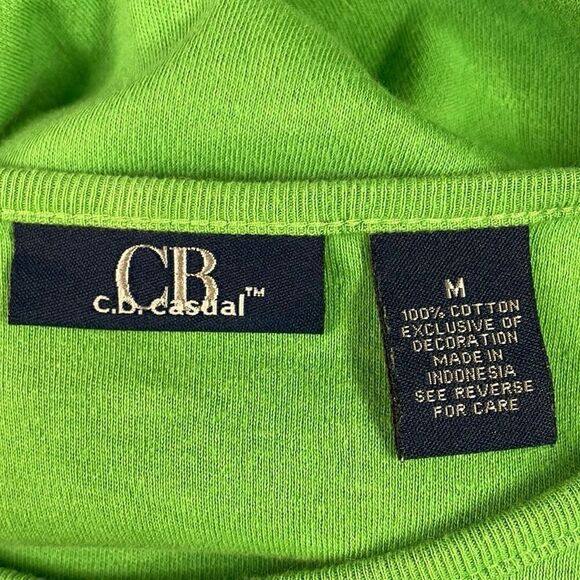 CB CASUAL Women’s Embroidered Flamingo Santa Hats Holiday Christmas Top Size Med - Picture 6 of 6